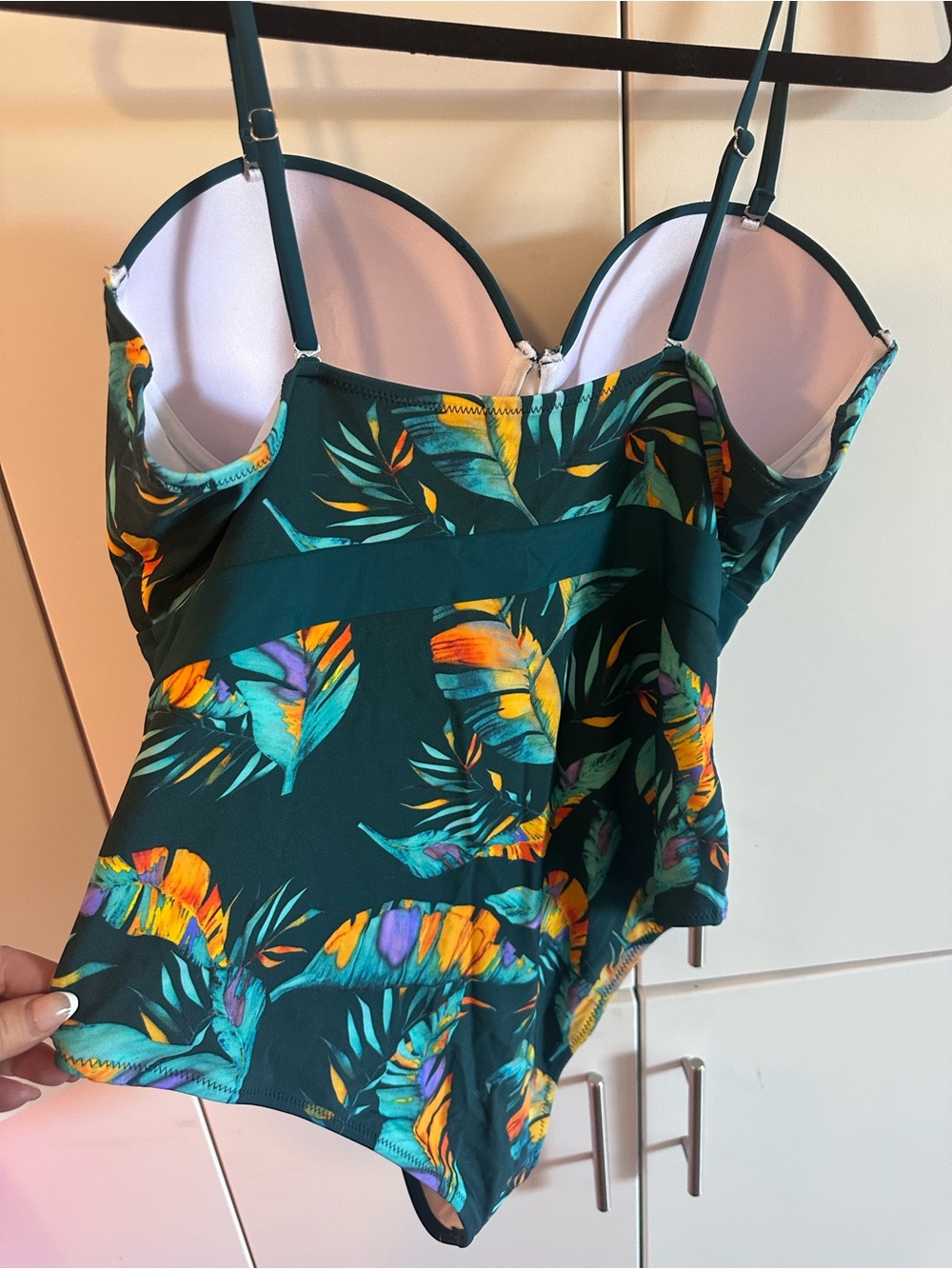 Cupshe Teal Tropical Leaf One-Piece Swimsuit - Picture 3 of 4